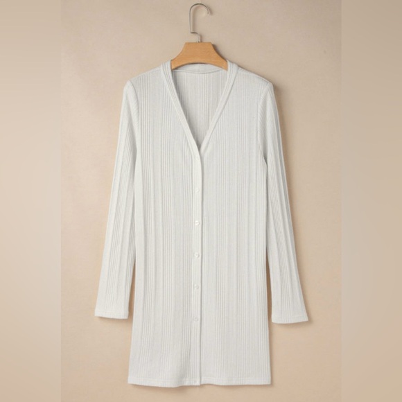 Cream Ribbed Cardigan - Picture 8 of 15